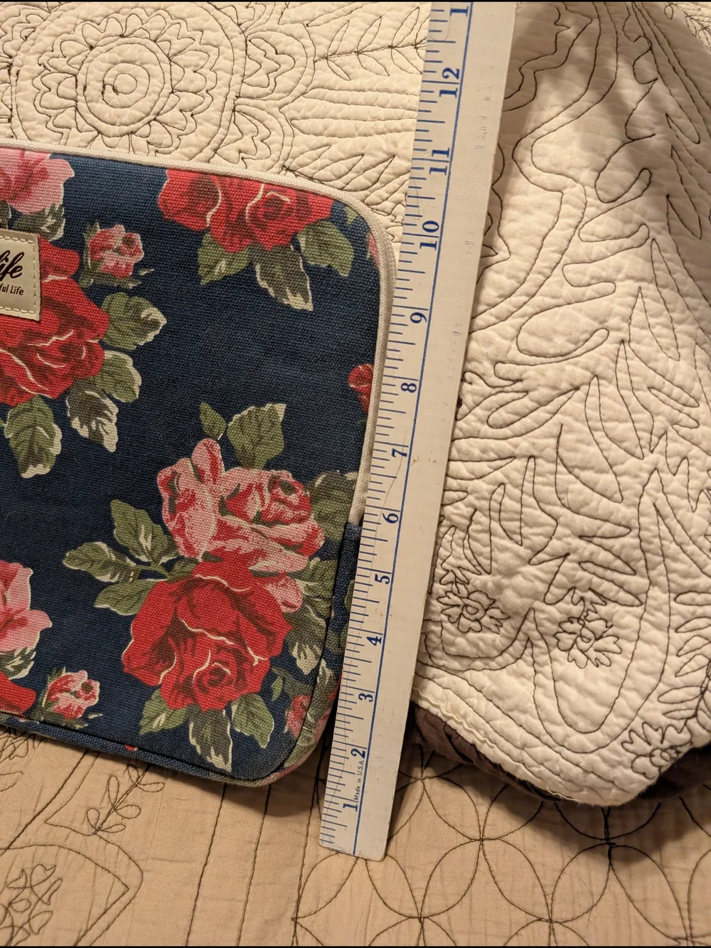 Canvaslife Laptop Bag, Navy with Red & Pink Roses